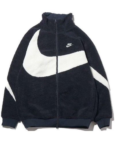 Nike Big Swoosh Large Logo Polar Fleece Double Sided Jacket Japan Limited (asia Sizing) - Blue
