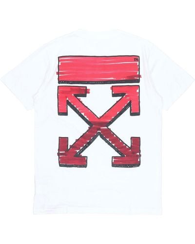 Off-White c/o Virgil Abloh Off- Ss21 Back Arrow Logo Printing Round Neck Pullover Short Sleeve - Red