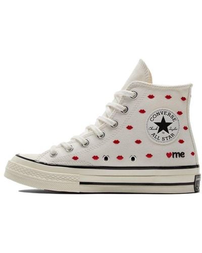Converse Chuck 70 Embroidered Lips High - White