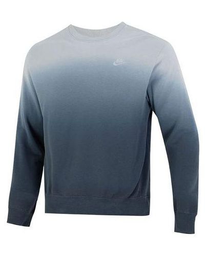 Nike Gradient Logo Casual Loose Long Sleeves Pullover Round Neck Autumn - Blue