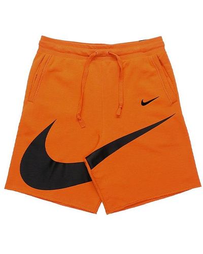 Nike Sportswear Swoosh Logo Printing Knit Sports Shorts - Orange