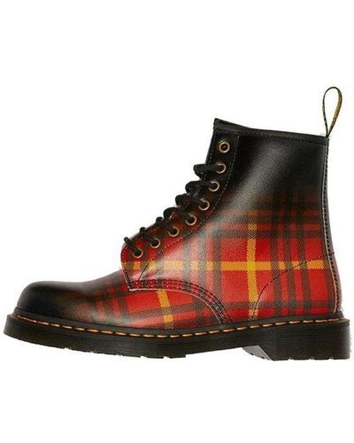 Dr. Martens 1460 Tartan Leather Boots - Red