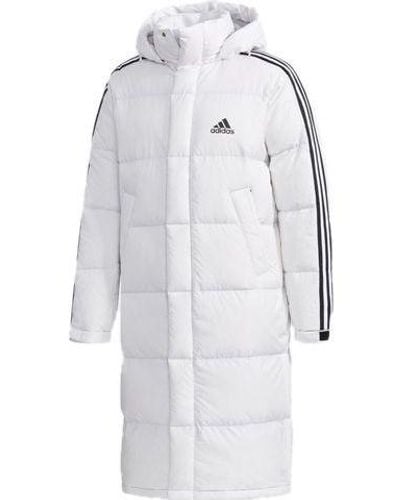 adidas 3st Long Parka Stay Warm Solid Color Mid-length Hooded Down Jacket - Blue