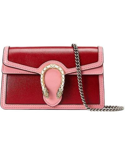 Gucci Leather Dionysus Tiger Head Buckle Chain Single-shoulder Bag Super Mini Red/pink