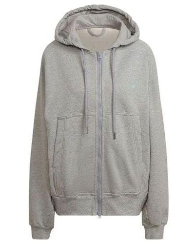 adidas X Stella Mccartney Crossover Sports Hooded Zipper Cardigan Long Sleeves Hoodie Jacket Medium Hemp Gray