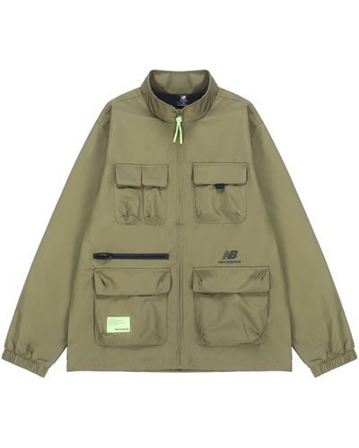 New Balance Casual Sports Stand Collar Woven Military Green Jacket