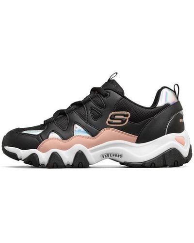 Skechers D'lites 2.0 Low-top Running Shoes Black/white/pink