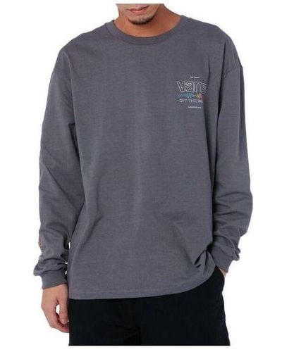Vans Letter Printed Round Neck Pullover Long Sleeve T-shirt - Gray