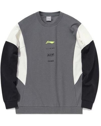 Li-ning Contrasting Colors Sports Training Pullover Round Neck - Gray