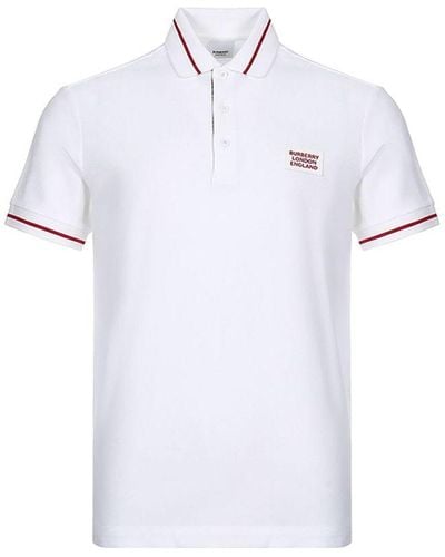Burberry Logo Intarsia Short Sleeve Polo Shirt - White