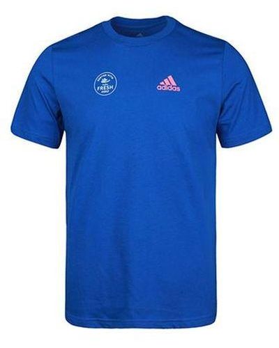 adidas Printing Round Neck Casual Sports Short Sleeve T-shirt - Blue