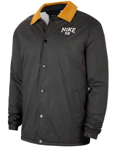 Nike Sb Logo Printing Fleece Lined Stay Warm Corduroy Colorblock Skateboard Jacket - Black