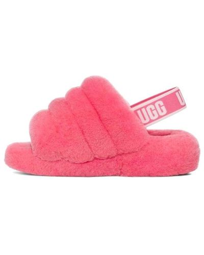 UGG Fluff Yeah Shearling Slingback Slide Slippers - Pink