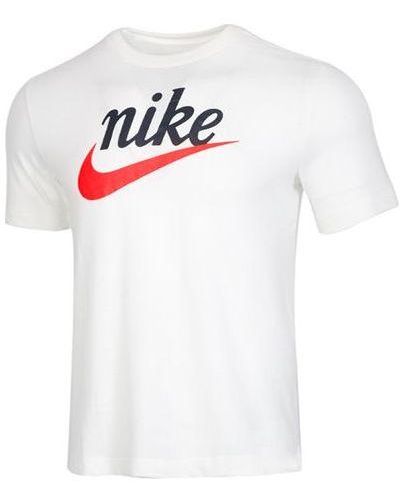 Nike Sportswear Heritage Alphabet Logo Printing Short Sleeve - White