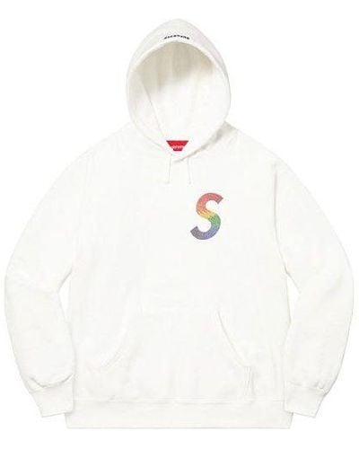 Supreme X Swarovski S Logo Hooded Sweatshirt - White