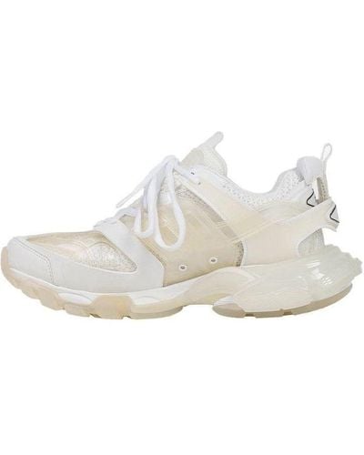 Balenciaga Track Clear Sole Low Mesh Nylon Sneakers - White
