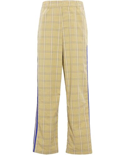 adidas Originals Mw Tp Contrasting Colors Plaid Straight Loose Sports Pants Beige - Yellow