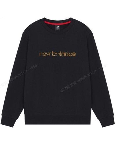 New Balance Camouflage Logo Knit Sports Round Neck Pullover - Blue