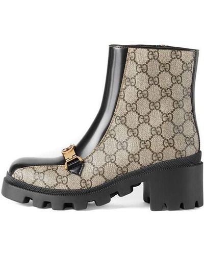 Gucci Horesbit Interlocking G Ankle Boots - Brown