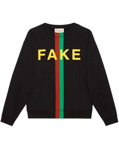 Gucci 'fake/not' Print Cotton Jersey Sweatshirt '' - Black