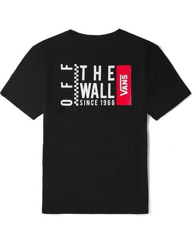 Vans Logo Alphabet Printing Round Neck Short Sleeve - Black