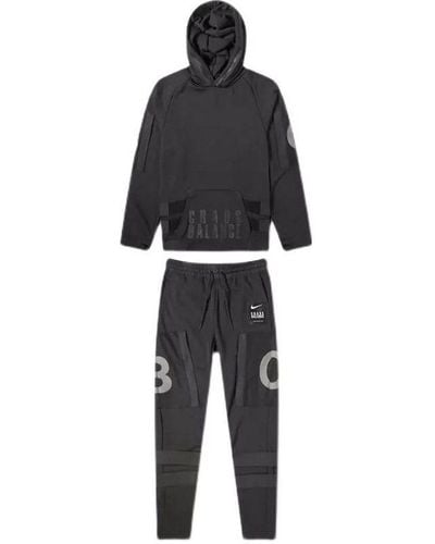 Nike X Undercover Crossover Solid Color Alphabet Printing Sports Hoodie Pants Suit Autumn - Black