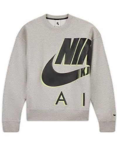 Nike Air X Kim Jones Logo Print Velvet Crew Neck Sweater Gray