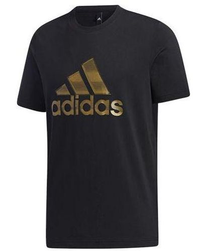 adidas Logo Printing Sports Round Neck Short Sleeve - Black