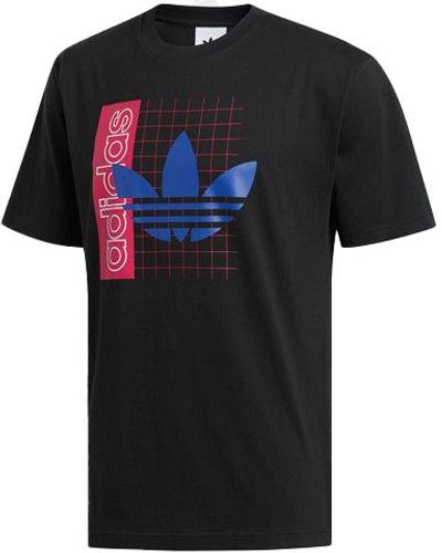 adidas Originals Grid Tref Tee Retro Mesh Logo Printing Sports Round Neck Short Sleeve T-shirt - Black