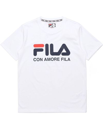 FILA FUSION Casual Logo Printing Round Neck Short Sleeve - White