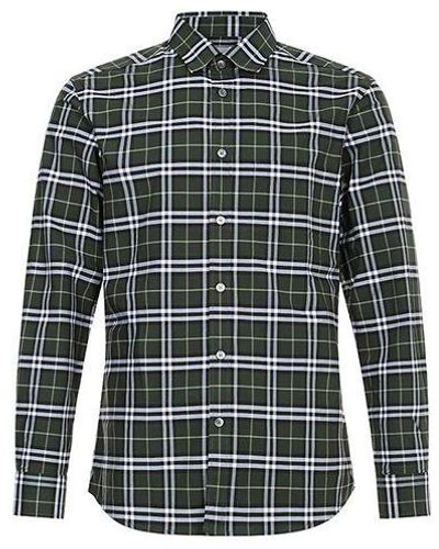 Burberry Plaid Cotton Long Sleeves Shirt - Green