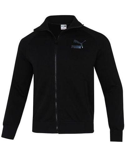 PUMA Iconic T7 Retro Logo Sports Stand Collar Jacket - Black
