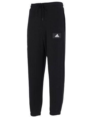 adidas Knit Pants Label Logo Casual Sports Bundle Feet Long Pants - Black