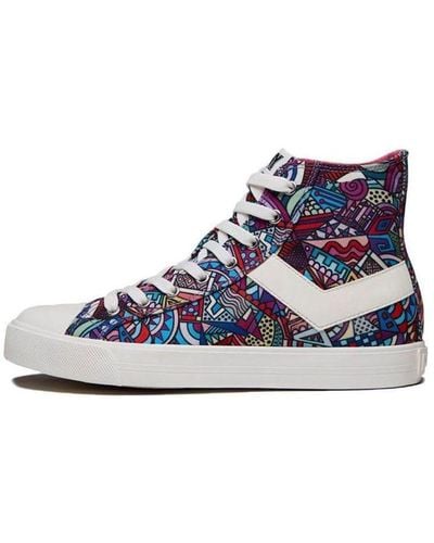 Product Of New York Shooter High Canvas Shoes White Label Multicolor - Blue