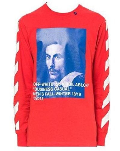 Off-White c/o Virgil Abloh Bernini Diagonal Stripe Print T Shirt 2030 - Red