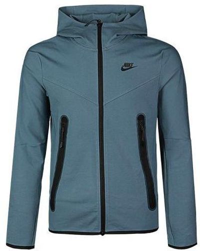 Nike Sportswear Full-length Zipper Cardigan Hooded Track Jacket - Blue