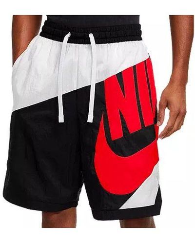 Nike Dri-fit Throwback Futura Casual Sports Basketball Shorts Black Black - Red