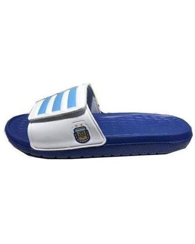 adidas Velcro White Slippers - Blue