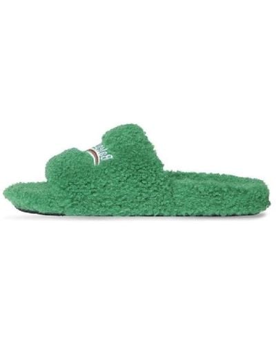 Balenciaga Furry Slides - Green