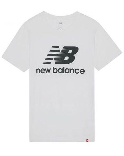 New Balance Round Neck Casual Fashion Classic Short Sleeve T-shirt - White