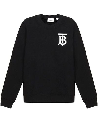 Burberry Pattern Round Neck Long Sleeves Pullover Hoodie - Black
