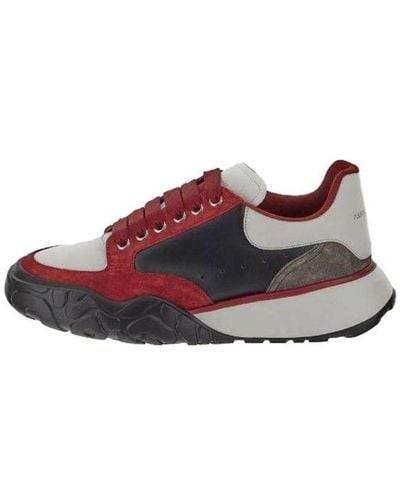 Alexander McQueen Color Block Low-top Leather Sneakers - Red