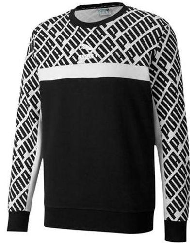 PUMA Trend Aop Logo Crew Sweater - Black