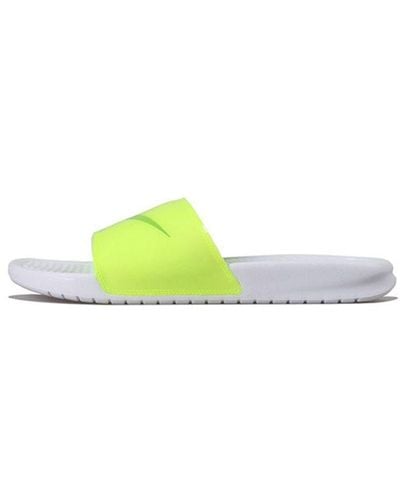 Nike Benassi Jdi Print Fluorescence Slippers Volt-white - Green