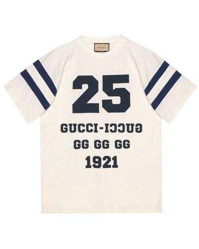 Gucci Ss21 Alphabet Pattern Loose Short Sleeve T-shirt - Blue
