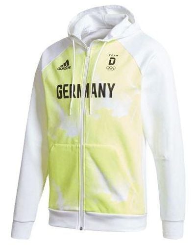 adidas Tokyo Olympics German National Team Sports Hooded Cardigan Jacket - Yellow