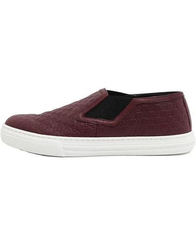 Gucci Microssima Pattern Leather Slip On - Red