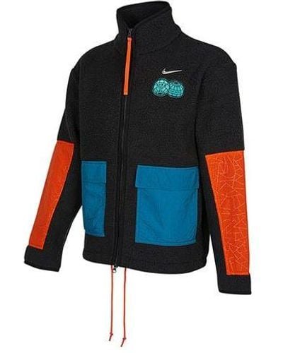 Nike Cny Chinese New Year's Edition Contrast Color Stitching Loose Logo Sports Stand Collar Jacket - Blue