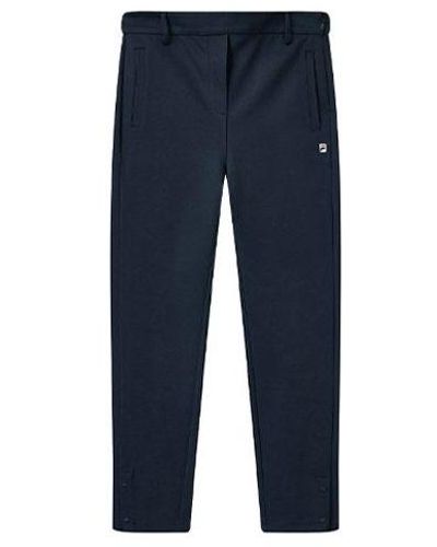 Fila Solid Color Straight Knit Casual Pants Blue
