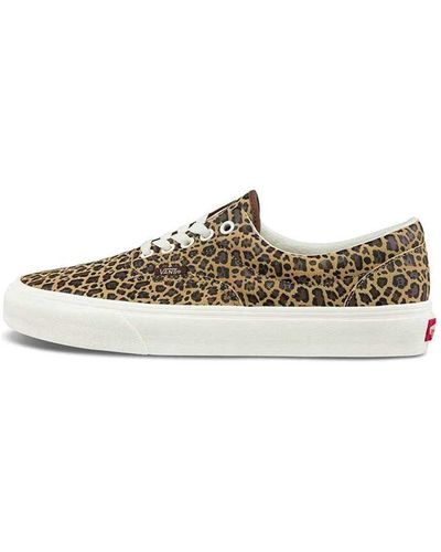 Vans Era Low Top Retro Skate Shoes Brown Leopard Print - Metallic